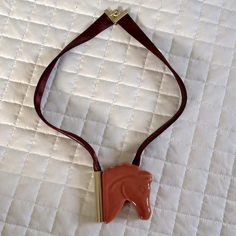 Anthropologie Misaki Ceramic Horse Head Necklace Marion Vidal - Picture 2 of 7